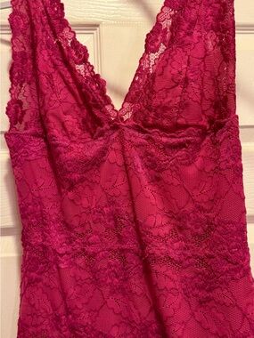 bebe Fuchsia Lace V-Neck Chemise